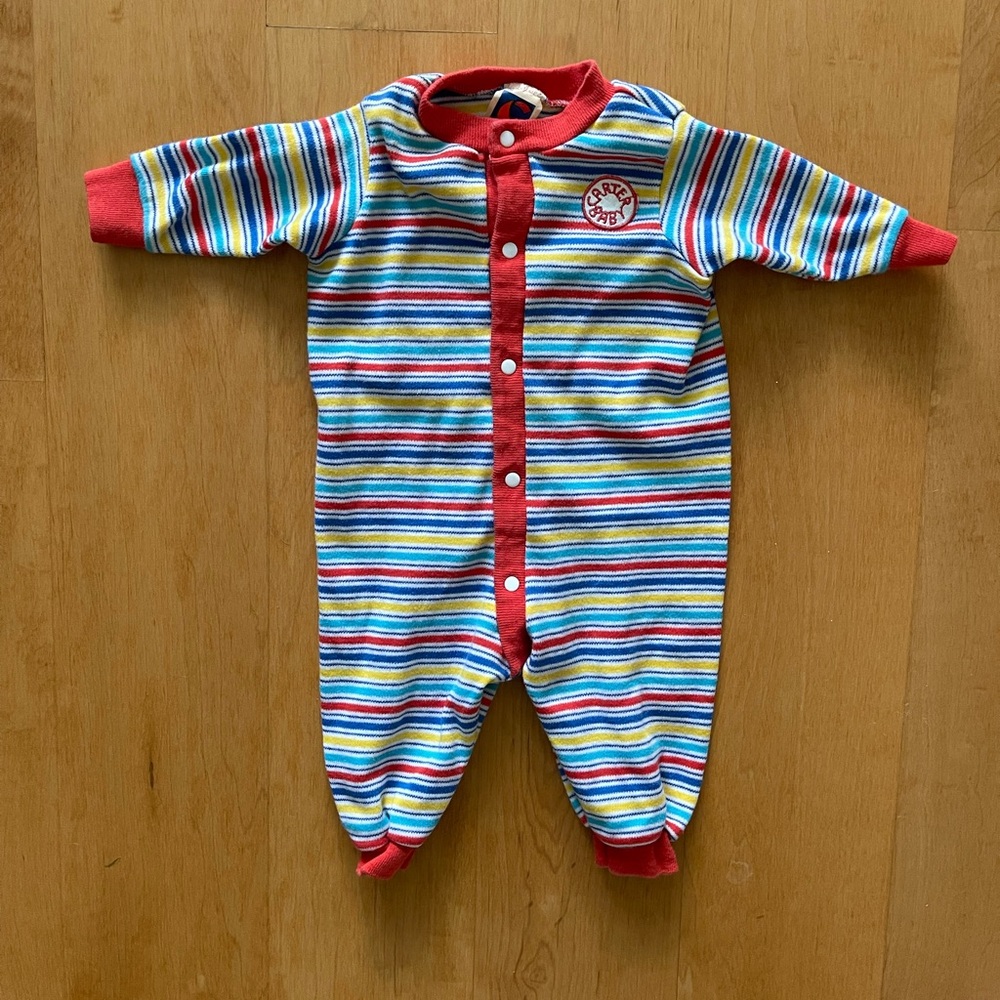 Carter's Vintage 6mo Striped Snap Romper Footless Sleeper GUC